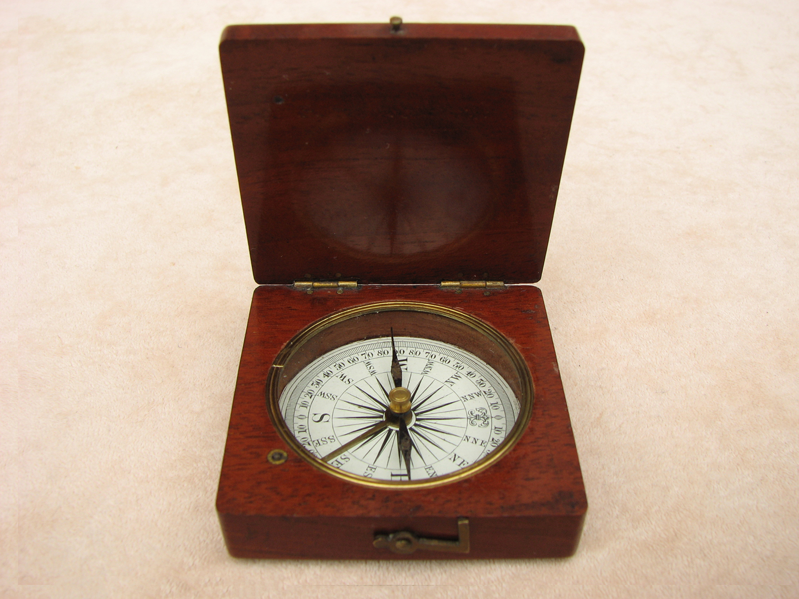 19th century Francis Barker mahogany cased pocket compass